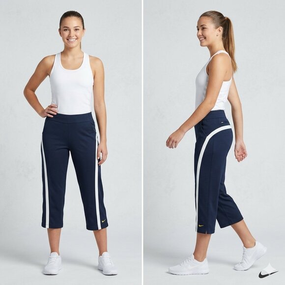Nike Pants - Nike Fit Dry Navy Capri Track Pants Cropped Joggers 3/4 Length Women’s Size S